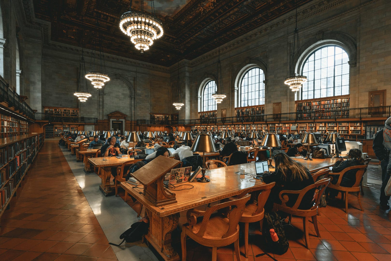 Library full of students Studying